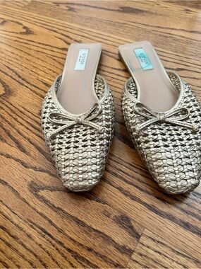Steve Madden Metallic Gold Woven Slip-On Mules